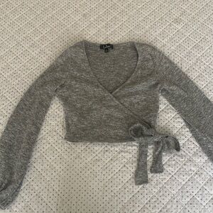 Lulus Gray Wrap Sweater